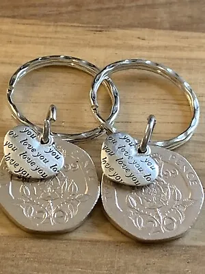 25th Wedding Anniversary Polished 1999 Coin & Charm Keyrings In Gift Bag X2 • £9.99