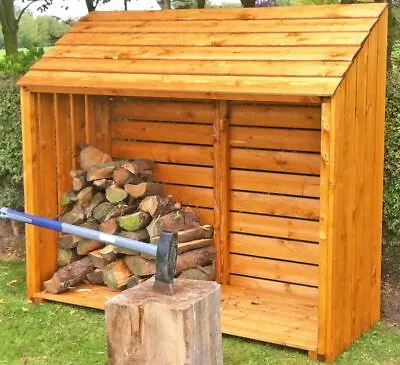 WOODEN GARDEN LOG STORE 5x2 OUTDOOR DOUBLE LOGSTORE FIRE WOOD STORAGE 5ft X 2ft • £179.94