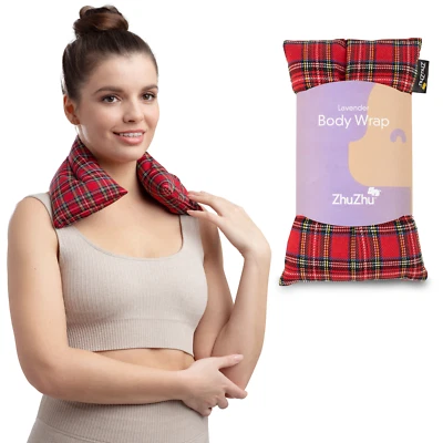 Zhu-Zhu Red Tartan - Lavender Body Wrap Microwave Wheat Bag Heat Pack Warmer Pad • £11.95