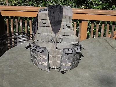 MOLLE II ACU Fighting Load Carrier VEST W/ 2 Triple Mag Pouches FLC US Army EXC • $23.90