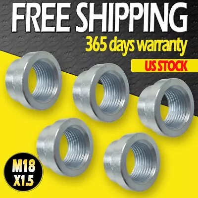 5X M18 X 1.5 Thread O2 Oxygen Sensor Step Style Bung Port Boss Nut W/Zinc Plug • $16.99