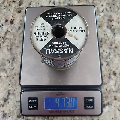 Nassau Pure Water White Rosin Solder E-Rosin. Spec AT-7424  4.73lbs .040 Dia • $225