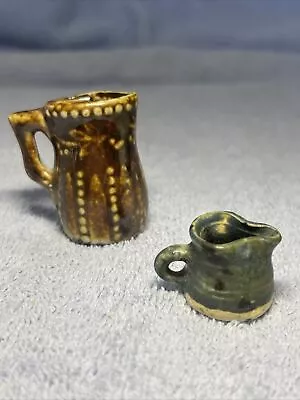 Vintage Miniature Pitchers Ceramic Glazed Art Pottery Collectible • $12.99