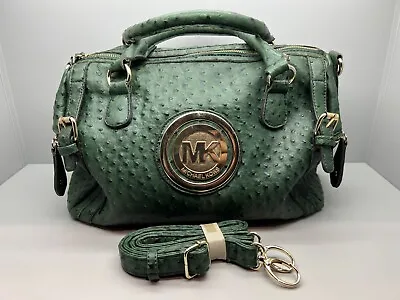 Michael Kors Green Ostrich Leather Handbag Satchel Limitied Edition • $79.99