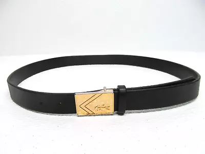 Lacoste Genuine Leather Belt Black Gold Logo Buckle Vintage Size 39 In Length • $39.99