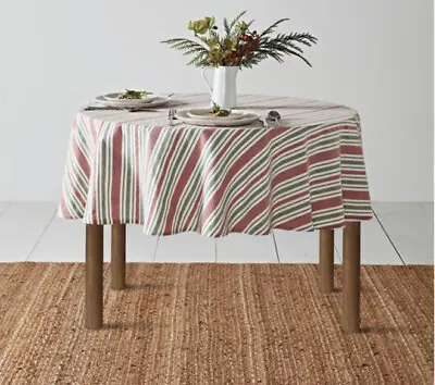 BEE & WILLOW -CLASSIC HOLIDAY STRIPE- 70” ROUND TABLECLOTH -NWT-Christmas • $24