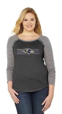 SOAG NFL Womens Curvy Triblend Long Sleeve Shirt With Bling Plus Sizes 1X-3X • $12.35