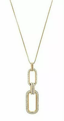 New Michael Kors Iconic Links Long Gold-tone Crystal Pave Necklace Msrp $145.00  • $69.95