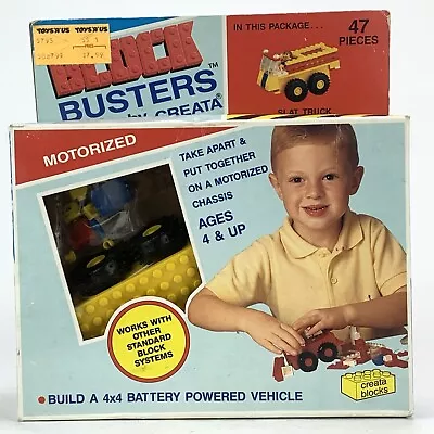 NEW Toys R Us Block Busters Tandem Bricks Slat Truck Building Set Motorized VTG • $22.49