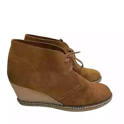 J. Crew MacAlister Women's Brown Suede Wedge Ankle Boot Size 8 Made In Italy • $39