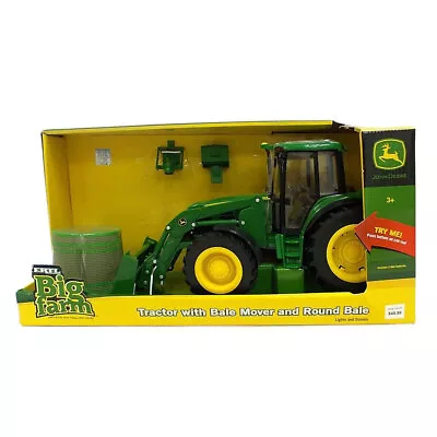 $67 • Buy John Deere 1:16 Tractor/Vehicle W/ Bale Mover & Round Bale Farm Toys Light/Sound