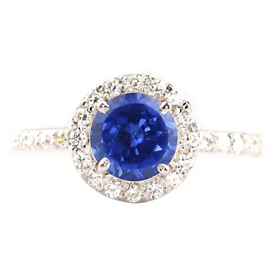 1.80Ct Round Cut 100% Natural Blue Tanzanite Women's Ring In 925 Sterling Silver • £142.80