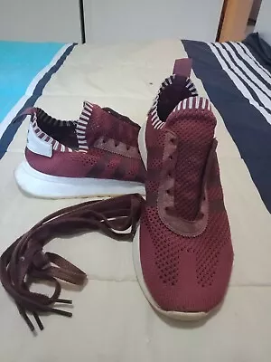 $50 • Buy Adidas Original Flash Back Primeknit Size 8 Us Trainers Lace Up Shoes Maroon 