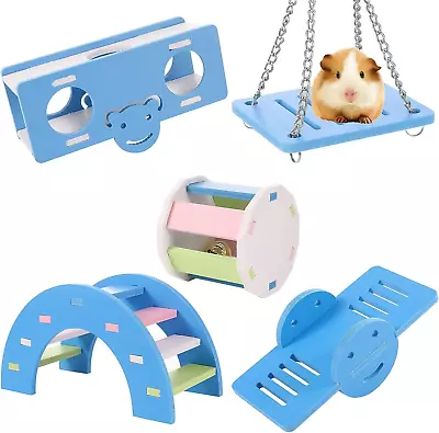 Smilcloud 5 Pcs Lovely Hamster Play Toys Rainbow Bridge & Seesaw & Swing Climb • £10.98