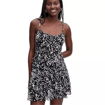 New Size Medium Diane Von Furstenberg Mesh Sea Spots Black Mini Dress. NWT • $69