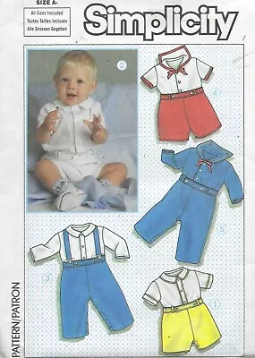 Vintage Baby Sailor Style Wide Collar Shirt Pants Suit Sewing Pattern UNCUT • $4.95