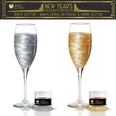 2 PC New Year's Silver And Gold Edible Beverage Glitter Set - Champagne Sparkle • £13.61