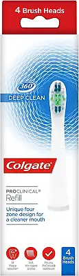 COLGATE 360 Deep Clean Proclinical Refill Toothbrush Heads Plaque Removal 4 Pack • £40.79
