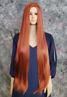 Red Auburn Extra Long Flat Straight Middle Part Skintop Full Wig EVBS 130 • $56.85