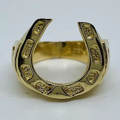 9ct Gold Heavy Gauge Horseshoe Ring Pre Owned Weight 24.2 Grams Ring Size U • £749