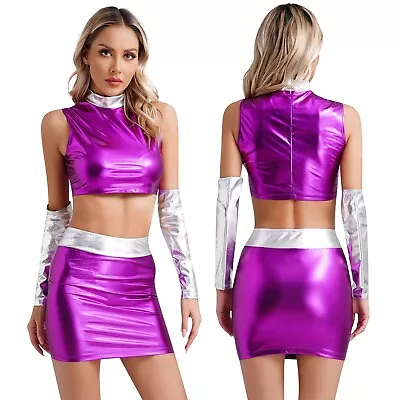 Womens Alien Robot Cosplay Costumes 3-piece Spaceman Costume Sleeveless Sexy • $7.15