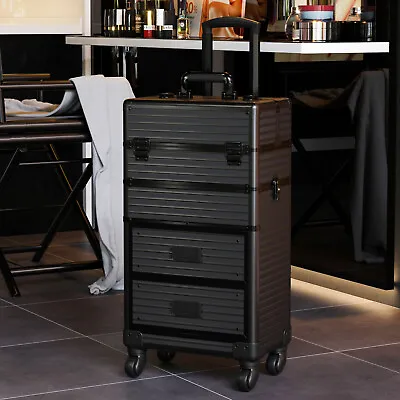 Large Makeup Trolley Case Mobile Beauty Vanity Hairdressing Nail Case W/Drawer • £79.95