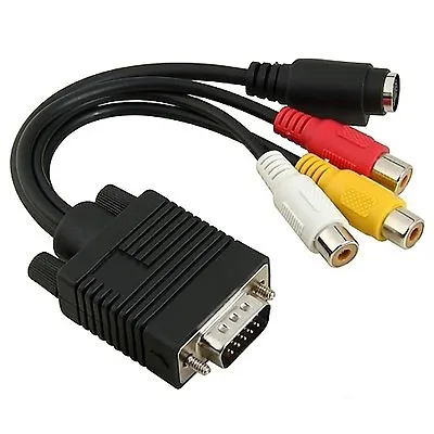 VGA To S-Video 3 RCA Composite AV TV Out Adapter Converter Cable For PC Laptop F • $9.86