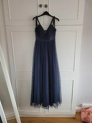 Coast Navy Prom Dress With Gun Metal Detailing • £65