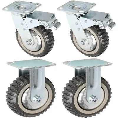  Ybaymy Heavy Duty Castor Wheel 150mm Rubbered Trolley Wheels Set Of 4 Transport • £44.75