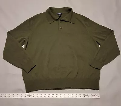Lands End 100% Cashmere Sweater Mens 2XL XXL Army Green Cozy Kashmire Outdoor • $29.99