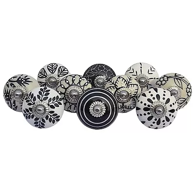 Vintage Hand Painted Ceramic Pull Knobs For Kitchen Cabinet (Set Of 10 ) • £15.59