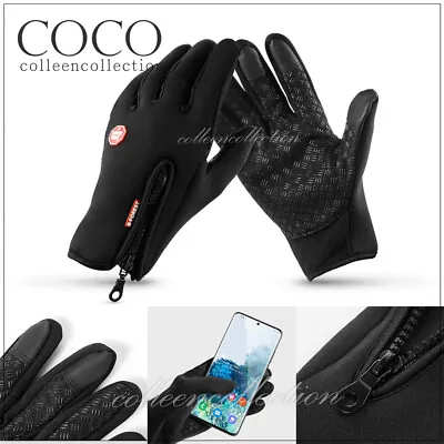 Bike Cycling Gloves Touch Screen Warm Waterproof Unisex Full Finger Winter Sport • $7.75