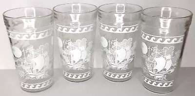 Rosso Glass Tumbler Ships At Sea Set Of 4 Rare Mid Century Modern Barware • $14.99