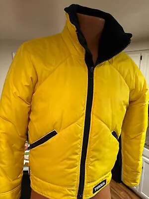 VTG 80’s Tyrolia Womens Ski Bibs And Down Feather Jacket Black Yellow Size 8 • $29.99