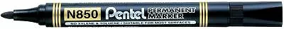 Pentel N850 Black Bullet Tip Permanent Marker Pen Metal Glass Wood Office School • £2.70