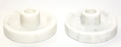 2 Lot Threshold Studio McGee 1.5  X 4  White Marble Stone Taper Candle Holder • $24.99