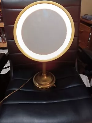 Vintage Tom Jon Nova Series Brass Lighted Magnifier Vanity Mirror • $30.99