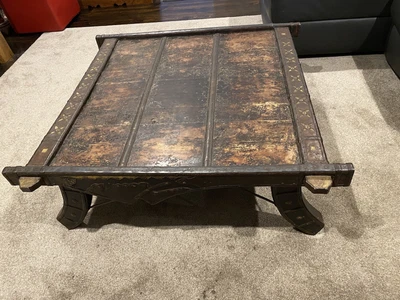 $450 • Buy Antique Ox Cart / Camel Cart Coffee Table Wood Metal