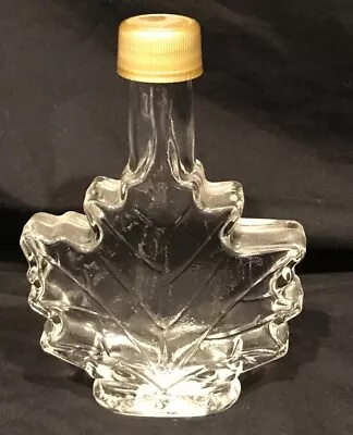 Canadian Maple Leaf Shape Clear Glass Syrup Bottle With Top Embossed Empty • $5.89