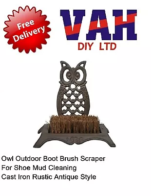 Owl Outdoor Boot Brush Owl Boot Brush Scraper Shoe Cleaner Cast Iron Rustic • £23.99