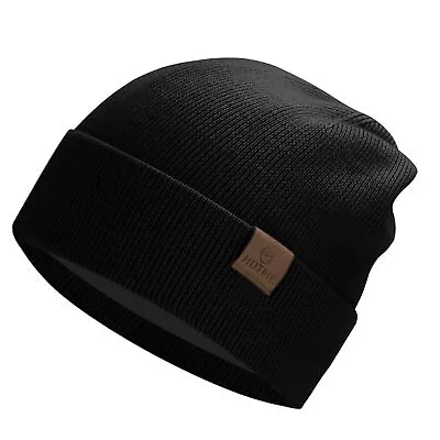 Merino Wool Cuff Beanie Hat For Women Men Winter Knit Fleece Lined Hats Unise... • $20.62