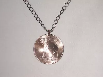 Vintage Norwegian Moose Coin Necklace-nicely Domed! • $21