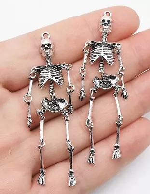 Gothic Creepy Skeleton Pendant Charms 2pk Halloween  • £2.99