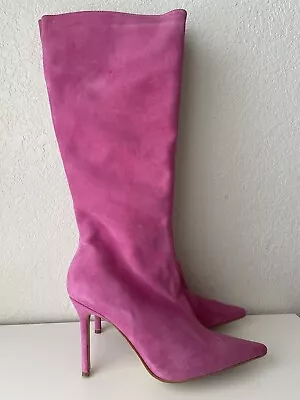 Victorias Secret Soft Fuschia Genuine Suede Knee High Boots Colin Stuart Size 10 • $98