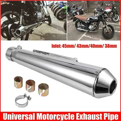 1x Universal Motorcycle Exhaust Megaphone Removable Silencers For Cafe Racer • £49.80