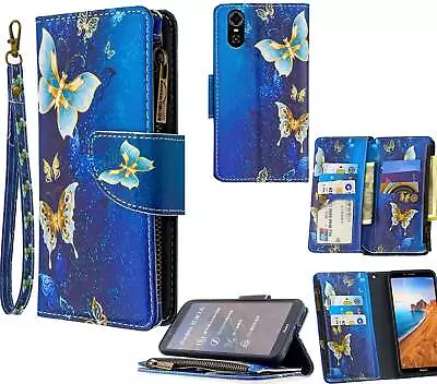 Zte Blade A31 Plus Fashion Printed Case Triple Wallet 9 Cards Zip Pocket • $14.50