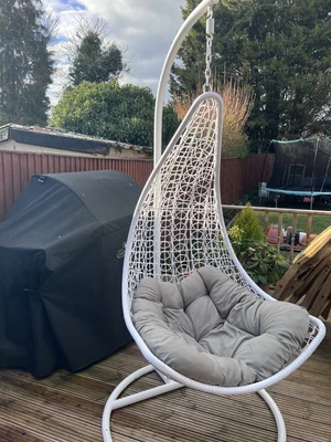£75 • Buy Rattan Swing Hanging Egg Chair Garden Hammock Cushion Indoor Outdoor Patio White