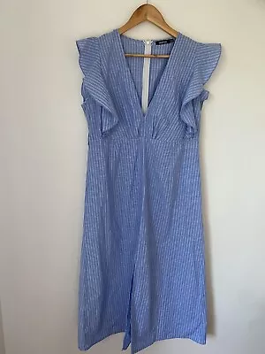 Boohoo Size 14 UK  Blue Striped   Dress With Frill & Country Road Skirt BUNDLE • $25