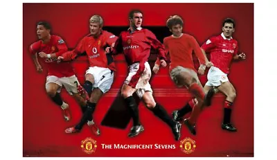 Manchester United MAGNIFICENT SEVENS 24x36 POSTER Beckham Ronaldo Best Cantona • $44.99