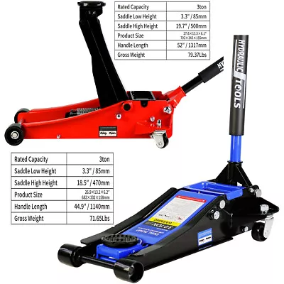 3 Ton Low Profile Floor Jack Heavy-duty Steel Dual Piston Hydraulic Pump For Car • $169.36